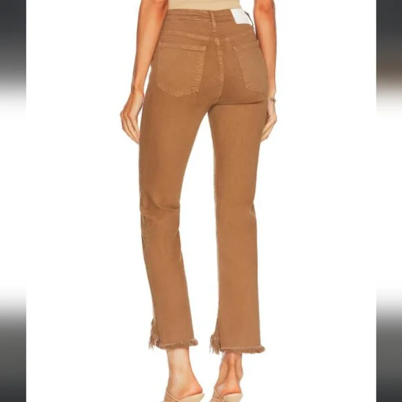 Women's Johnathan Simkhai River Brown high-waist Straight Crop Fringe Jeans - Picture 2 of 9